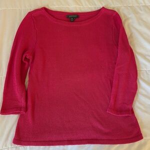 Lauren Ralph Lauren Pink Cotton Knit Sweater Size M